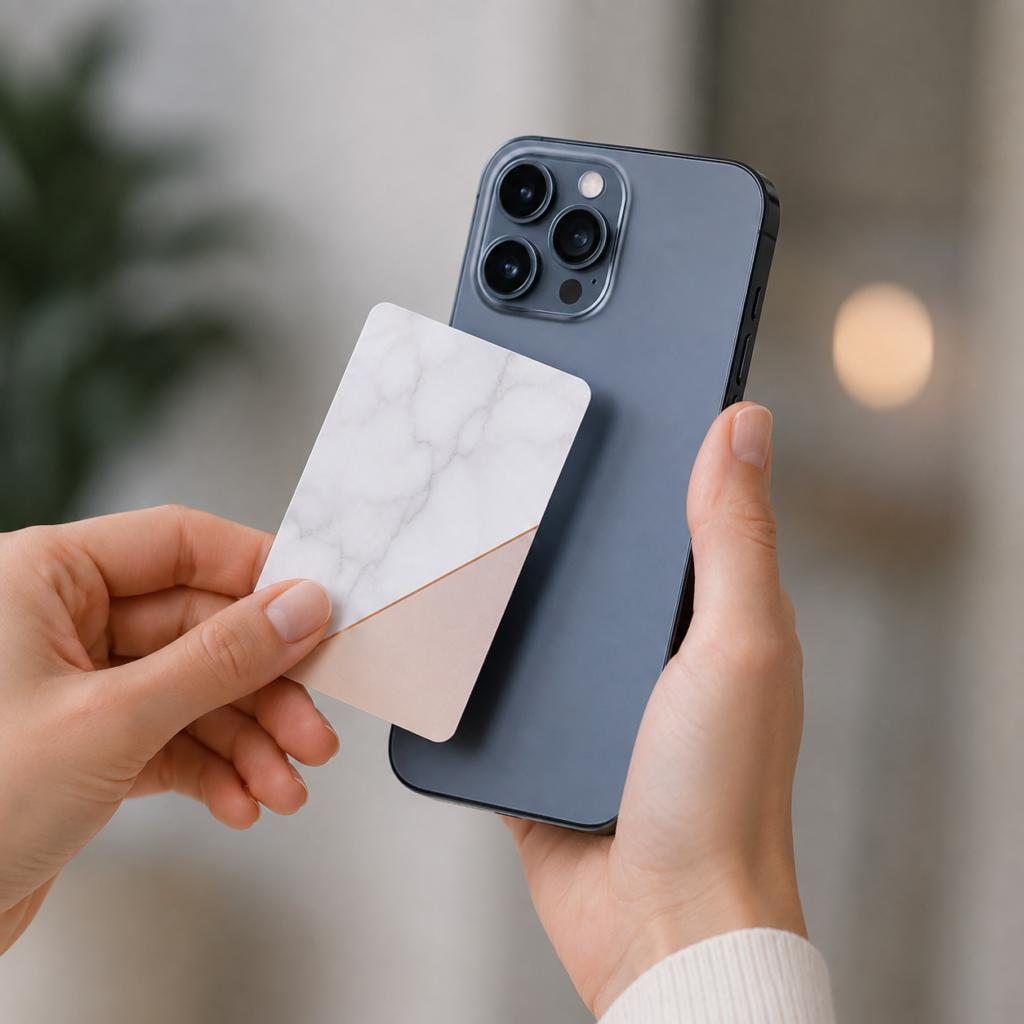 Karta NFC przykładana do telefonu